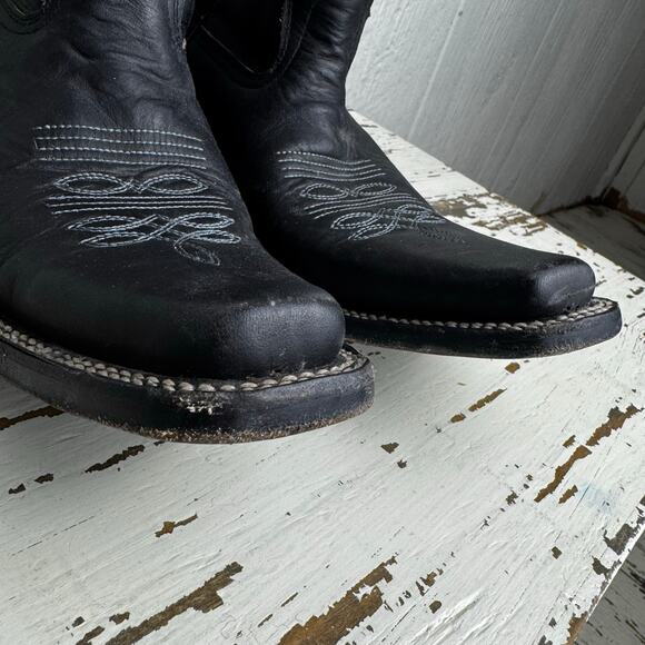 Dos Amigos Western Wear Black Pointed Toe Men's Boots Size 9 Mexico Leather - Picture 4 of 11